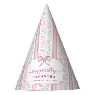 Chapeaux De Fètes Fête d'anniversaire à ruban coquette floral rose v