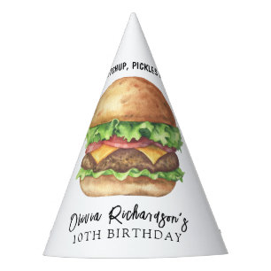 Chapeaux De Fètes Fête d'anniversaire Burger Aquarelle