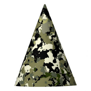 Chapeaux De Fètes Fête d'anniversaire camouflage vert noir crème