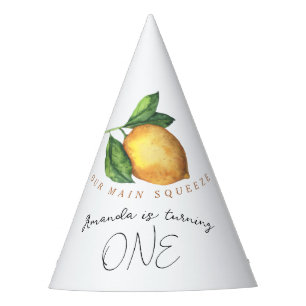 Chapeaux De Fètes Fête d'anniversaire de 1 an au citron aquarelle