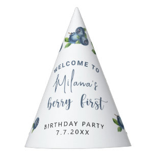 Chapeaux De Fètes Fête d'anniversaire de 1 an aux bleuets aquarelle