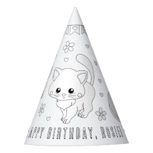 Chapeaux De Fètes Fête d'anniversaire de chats - Colorez votre propr