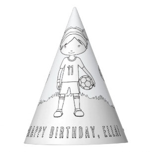 Chapeaux De Fètes Fête d'anniversaire de football (Fille) - Couleur