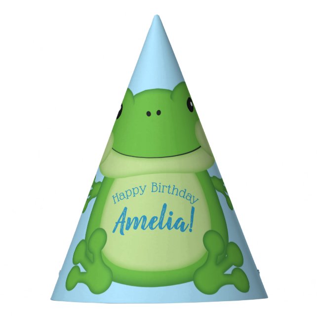 Chapeaux De Fètes Fête d'anniversaire de grenouille bleue (Devant)