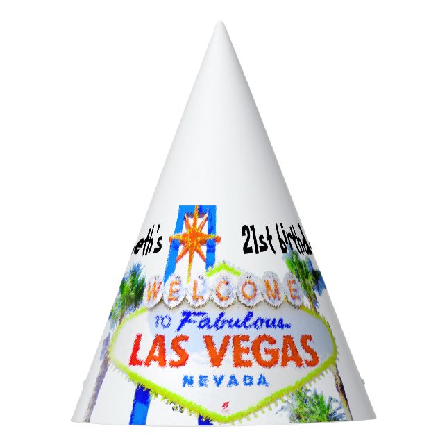 Chapeaux De Fètes Fête d'anniversaire de Las Vegas personnalisée (Devant)