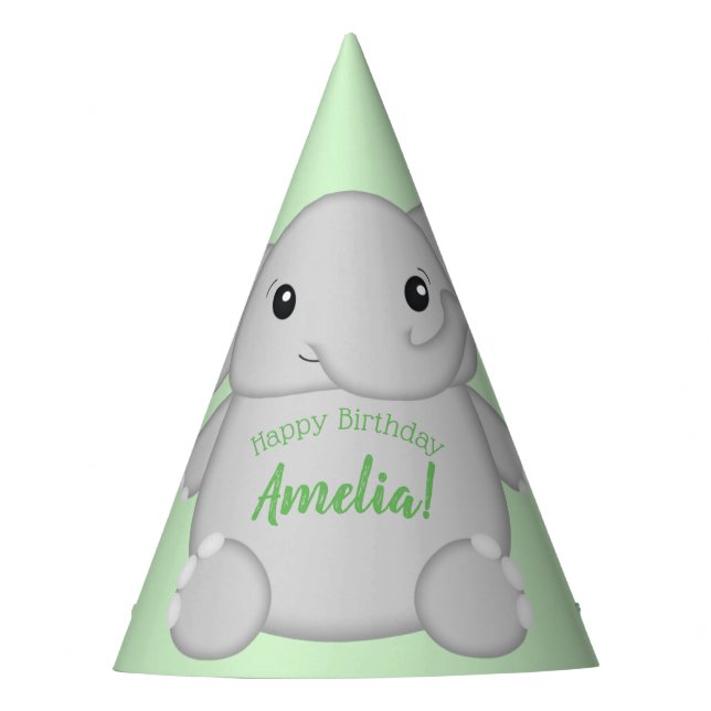 Chapeaux De Fètes Fête d'anniversaire de l'éléphant vert (Devant)
