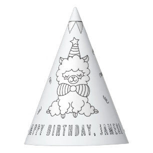 Chapeaux De Fètes Fête d'anniversaire de Llama - Colorez votre propr