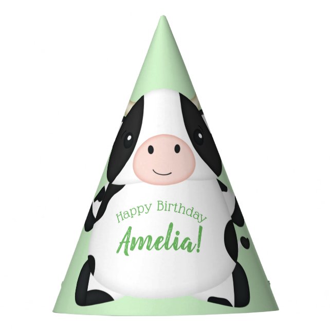 Chapeaux De Fètes Fête d'anniversaire de vache verte (Devant)