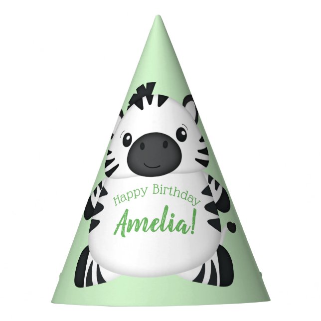 Chapeaux De Fètes Fête d'anniversaire de Zèbre Vert (Devant)