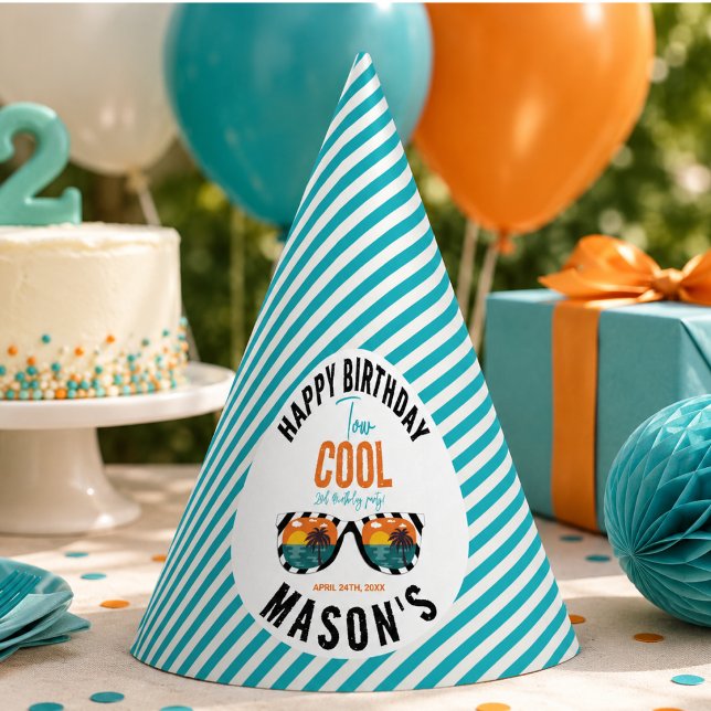 Chapeaux De Fètes Fête d'anniversaire des 2 ans de Two Cool Boy (Two Cool Boy 2nd Birthday Party Hat)