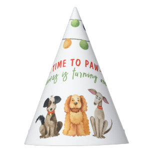 Chapeaux De Fètes Fête d'anniversaire du chien à l'aquarelle premier