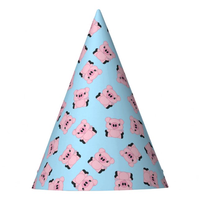 Chapeaux De Fètes Fête d'anniversaire du cochon bleu (Devant)