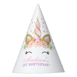 Chapeaux De Fètes Fête d'anniversaire florale de licorne de