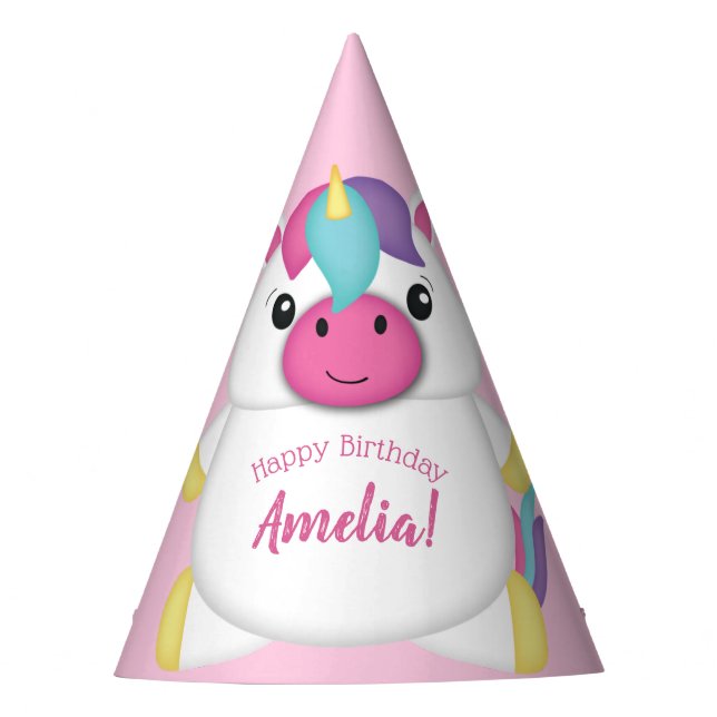 Chapeaux De Fètes Fête d'anniversaire licorne rose (Devant)