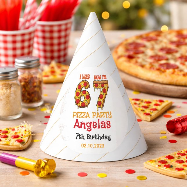 Chapeaux De Fètes Fête d'anniversaire moderne de Slice Slice Boy Six (Modern Slice Slice Boy Six Seven Birthday Party Hat)