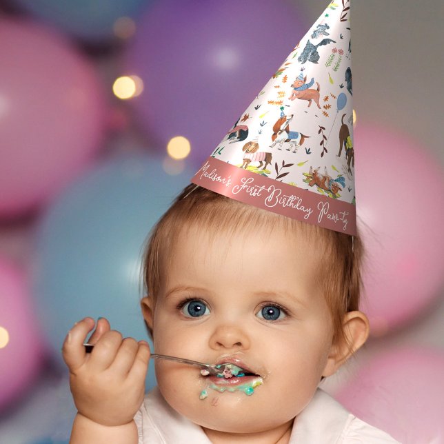 Chapeaux De Fètes Fête d'anniversaire Pawty Pink Chien Chiot (Lets Pawty Pink Dog Puppy Birthday Party Party Hat)