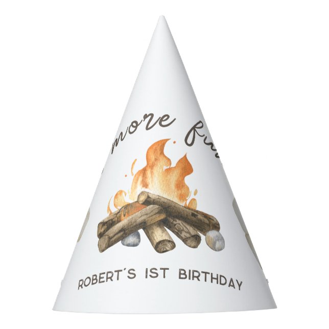 Chapeaux De Fètes Fête d'anniversaire S'more Campfire 1ère année (Devant)