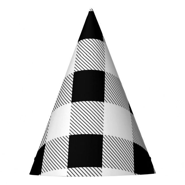 Chapeaux De Fètes fête de ferme rustique à carreaux noir et blanc de (Devant)