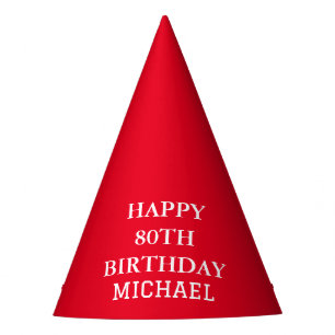 Chapeaux De Fètes Fête du 80e anniversaire Rouge Adulte
