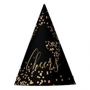 Chapeaux De Fètes Fête du Nouvel An Champagne Gold Bubles Fun Black