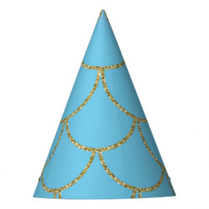 Chapeaux De Fètes Fête Sirène avec Reflet Irridescent Bleu et Or