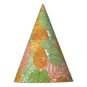 Chapeaux De Fètes Feuilles de monstère tropicale, coloré et transpar