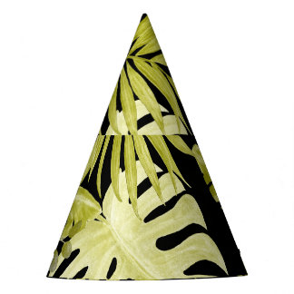 Chapeaux De Fètes Feuilles tropicaux, orchidées, motif aquarelle.