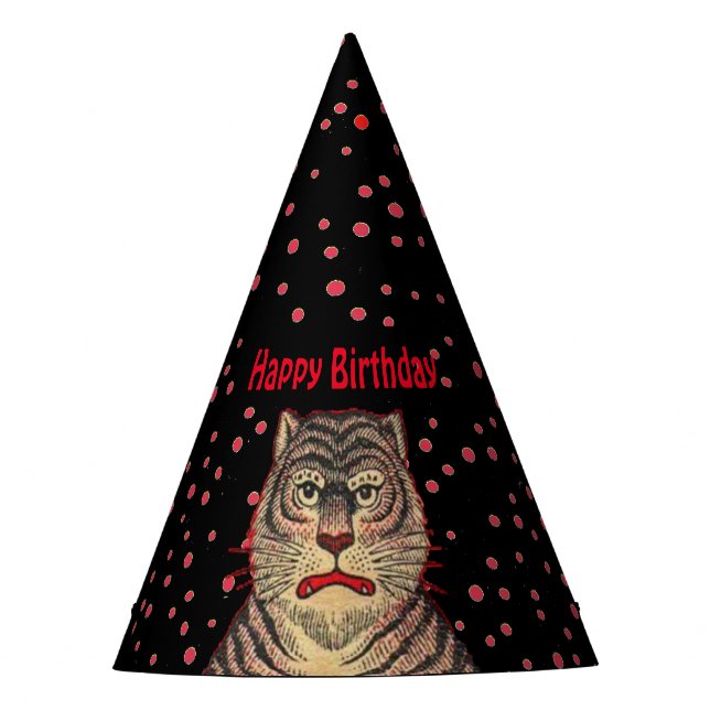 Chapeaux De Fètes Fierce Birthday Asian Tiger Stripes Red Doses (Devant)
