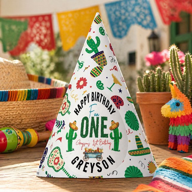 Chapeaux De Fètes Fiesta First | Fête d'anniversaire de 1 an (Fiesta First | 1st Birthday Party Hat)