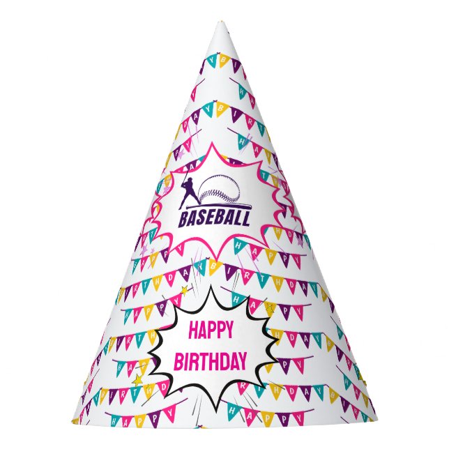 Chapeaux De Fètes Fille de baseball Joueuse Anniversaire (Devant)
