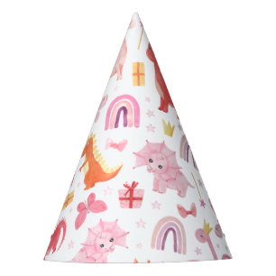 Chapeaux De Fètes Fille rose bébé Dino Dinosaur Anniversaire