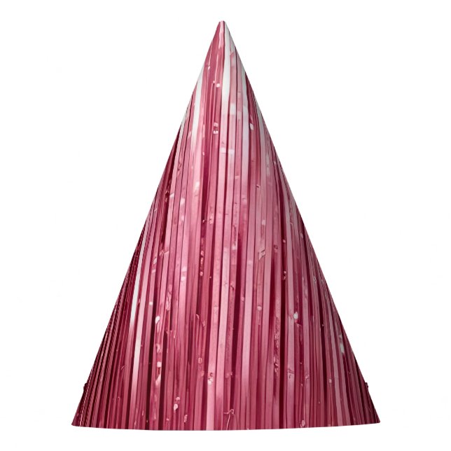 Chapeaux De Fètes Fille rose Glam Glitzy Tinsel Stripes Anniversaire (Devant)
