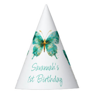 Chapeaux De Fètes Filles mignonnes Papillon vert Turquoise 1er anniv