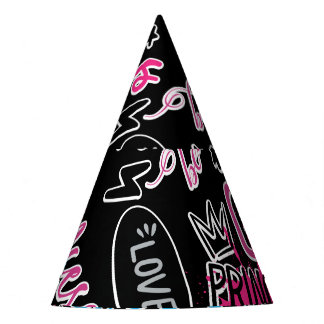 Chapeaux De Fètes Filles motif avec slogan calligraphique, coeurs, d