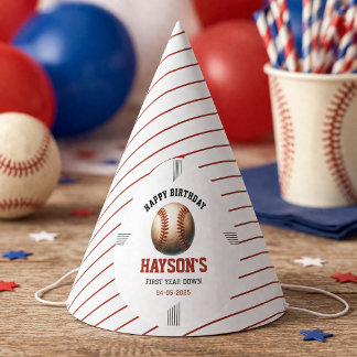 Chapeaux De Fètes First Year Down Baseball 1st Birthday Party