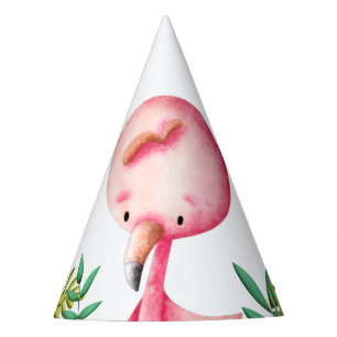 Chapeaux De Fètes Flamant rose rose d'été Tropical