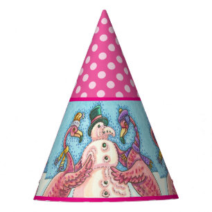 Chapeaux De Fètes Flamant rose ROSE SNOWMAN FUNNY FUNNY CASQUETTE DE