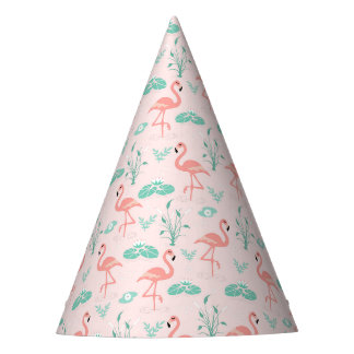 Chapeaux De Fètes Flamant rose vintage et Motif Lily d'eau