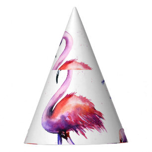 Chapeaux De Fètes Flamants roses avec éclaboussures : motif aquarell