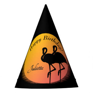 Chapeaux De Fètes Flamants roses Sunset personnel avec nom Joyeux An