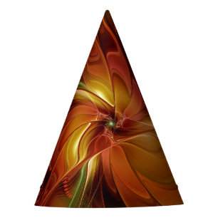 Chapeaux De Fètes Fleur d'art fractal abstraite rouge orange marron