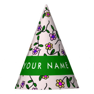 Chapeaux De Fètes Fleurs Colorées, Fond Rose, Vert