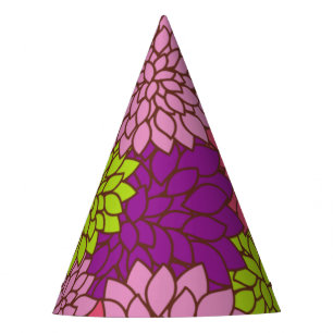 Chapeaux De Fètes Fleurs Dahlia, Fleurs Colorées, Motif Floral
