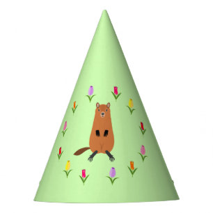 Chapeaux De Fètes Fleurs de marmotte et de tulipe mignonnes