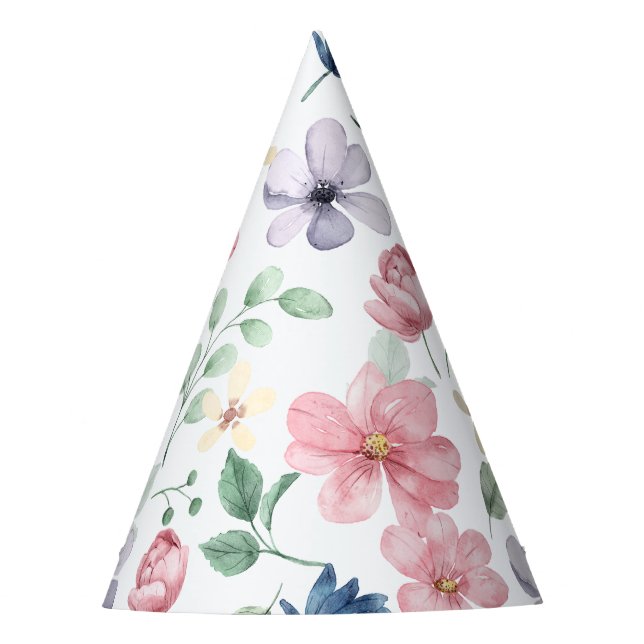 Chapeaux De Fètes Fleurs de printemps et Motif Feuille (Devant)