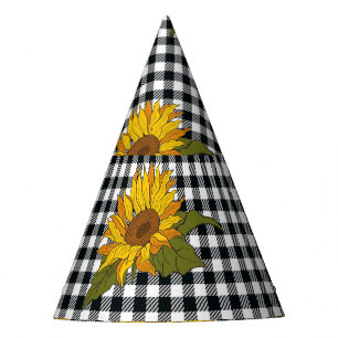 Chapeaux De Fètes Fleurs de soleil, chevalet de buffle blanc noir, f