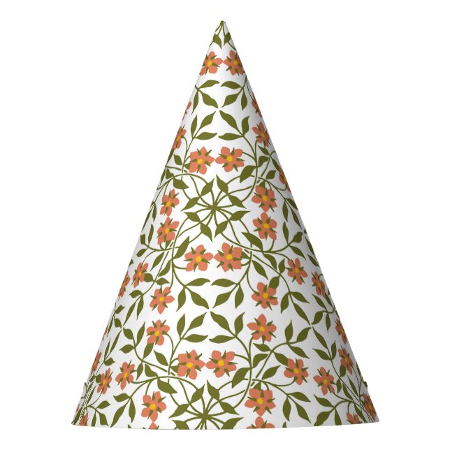 Chapeaux De Fètes Fleurs oranges, motif floral, verdure, Boho (Devant)
