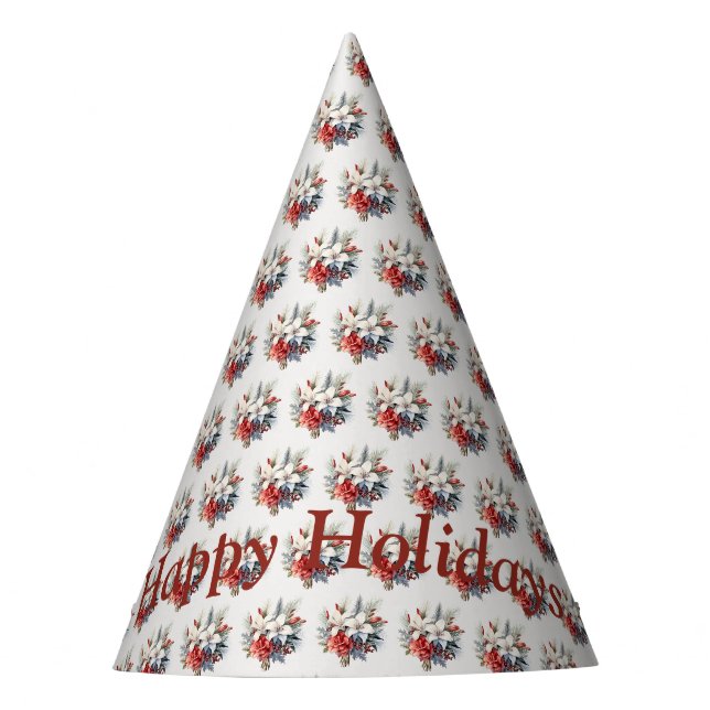 Chapeaux De Fètes Fleurs Rouges Blanches de Noël Élégantes pour les  (Devant)