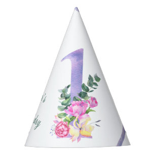 Chapeaux De Fètes Fleurs ruban violet premier anniversaire fête