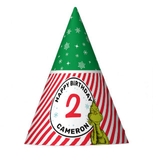 Chapeaux De Fètes Flocon de neige rouge et vert Grinch Anniversaire